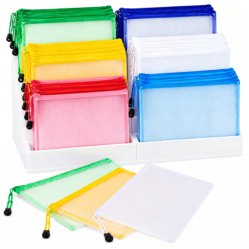 Portfolio Folder Zip - 5/20 Buah Tas Kantong Ritsleting Jaring