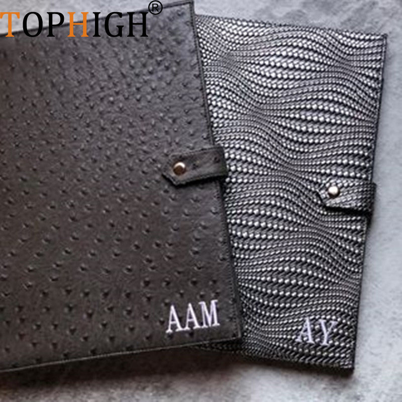 Portfolio Folder Zip - TOPHIGH Tas Laptop Pola Burung Unta